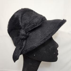 VTG Duchess Sally Brenner Black Faux Fur Hat Cloche